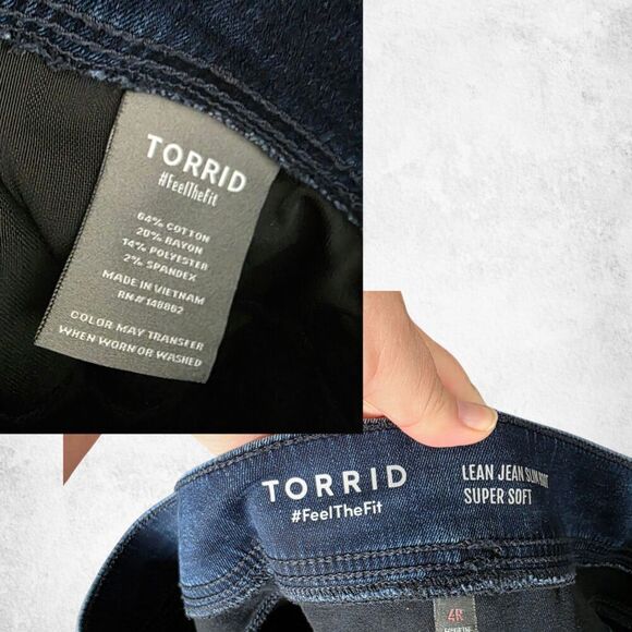 Torrid Lean Jean Slim Boot Super Soft Dark Wash Plus 4R (26) High Rise Pull-On - Picture 5 of 5